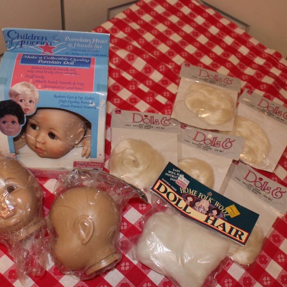 AWSEOME CRAFTING DOLL lot of 9 new items doll making 1990.S